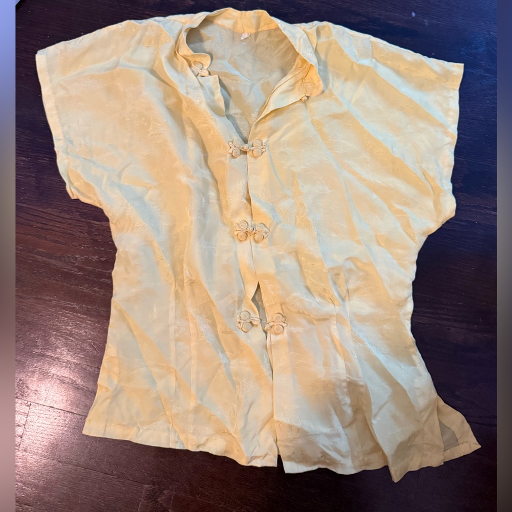 Asian style Yellow Silk shirt